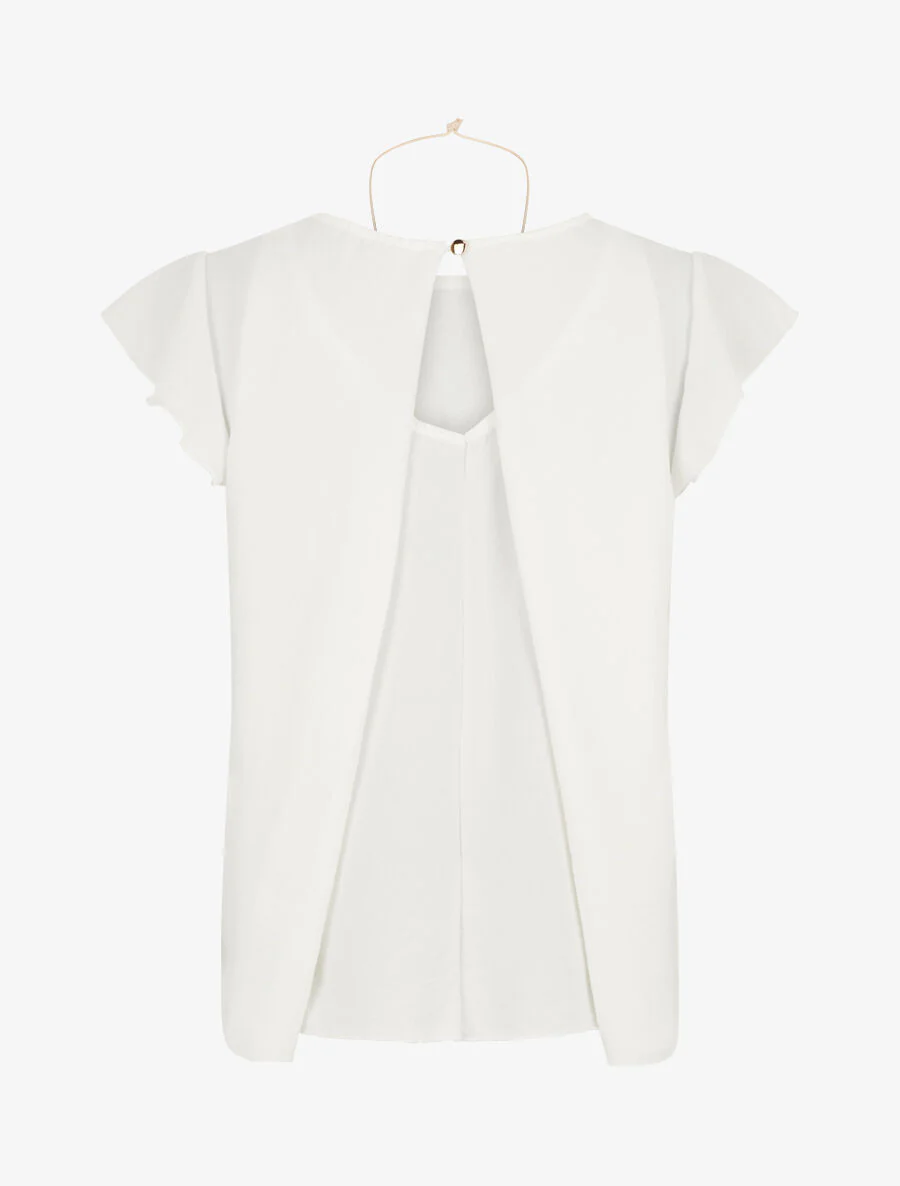 Top ample à dos effet drapé - Blanc - Image 2