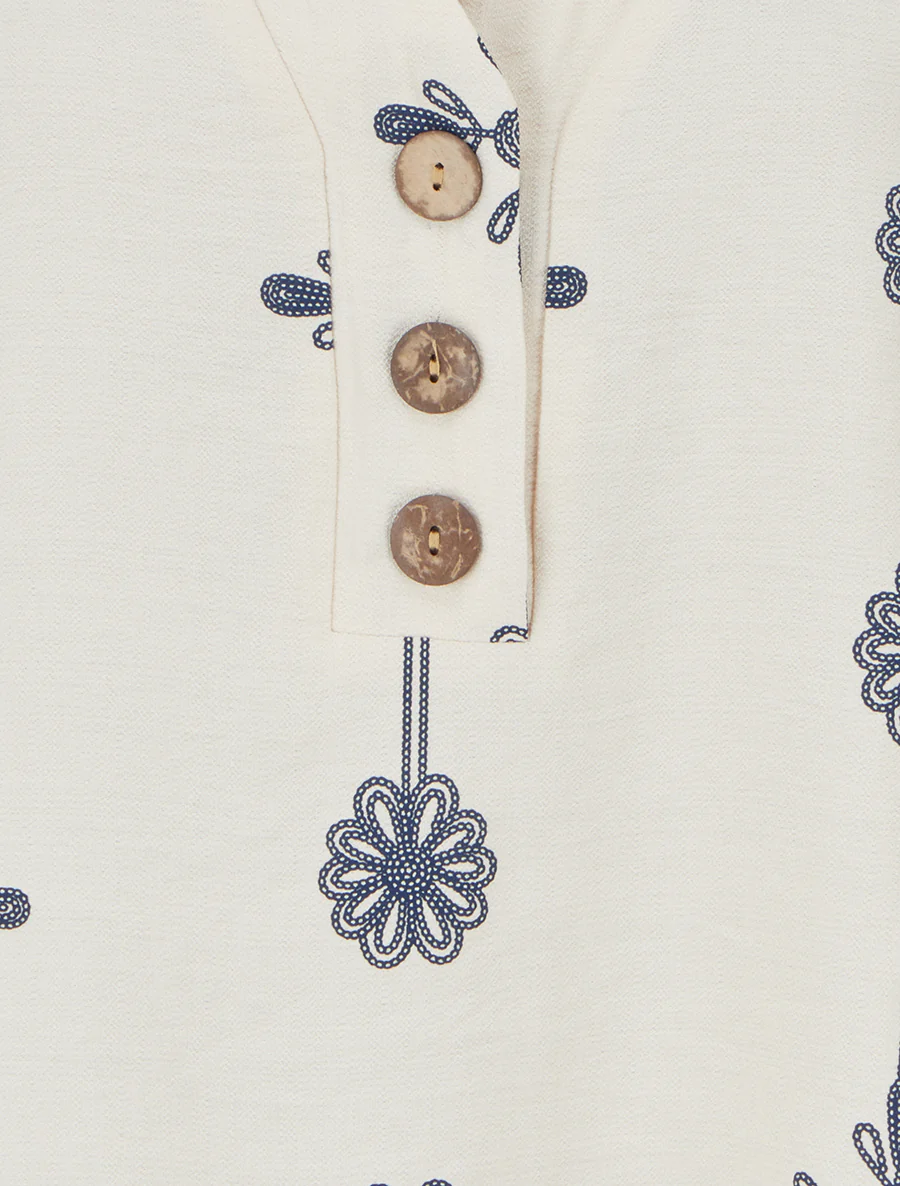 Top ample à manches courtes imprimé floral - Beige - Image 3