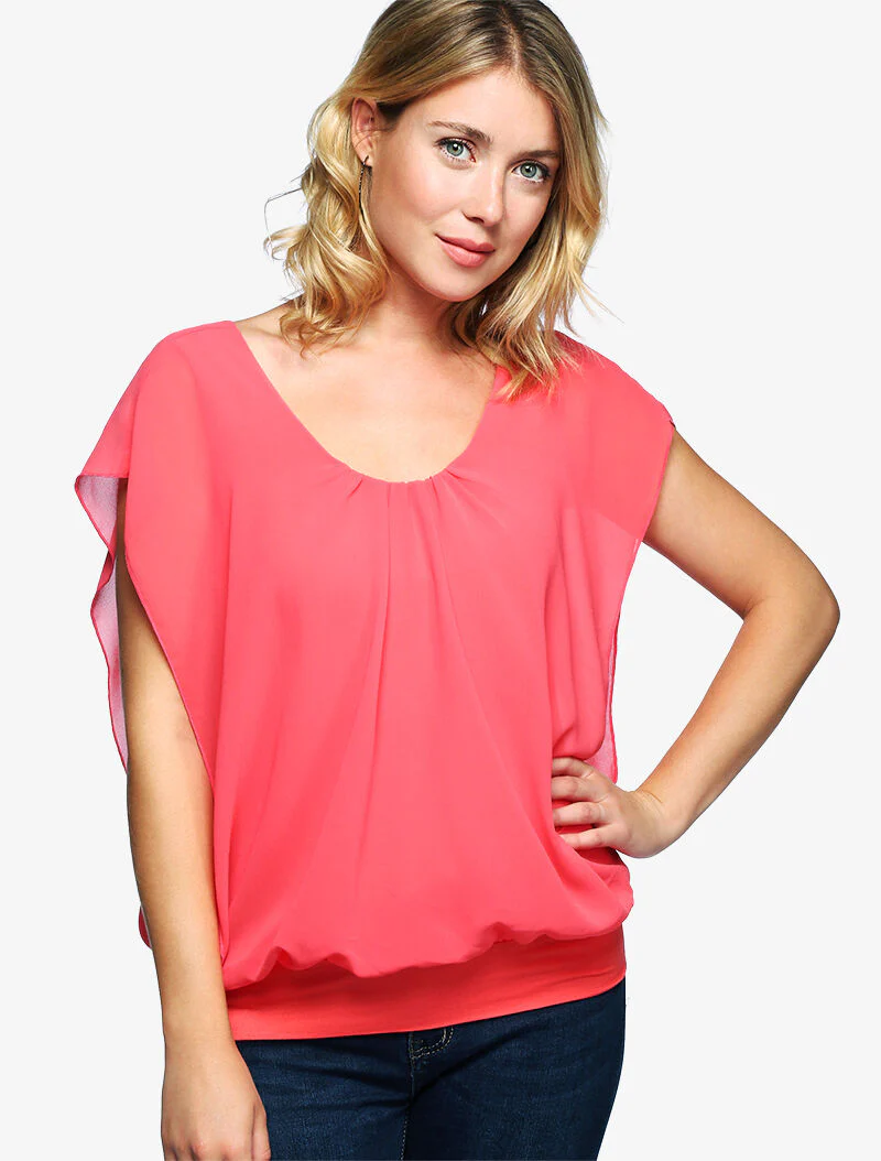 Top ample coupe boule - corail - Image 3