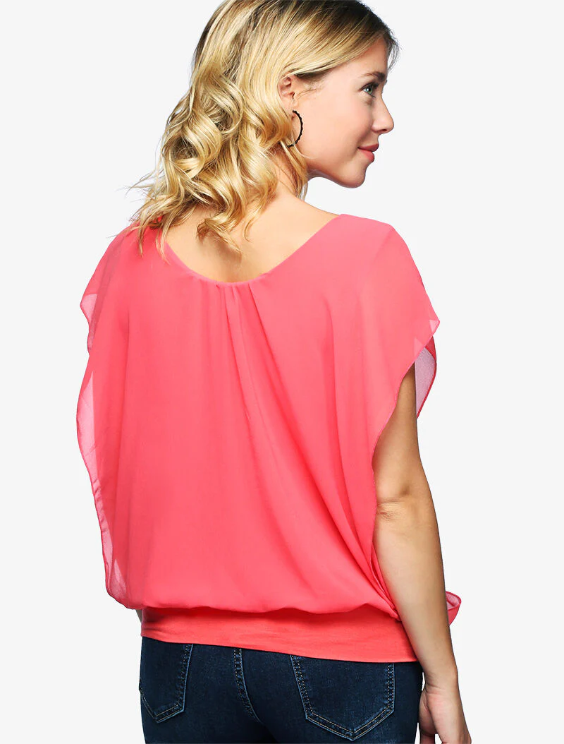Top ample coupe boule - corail - Image 4
