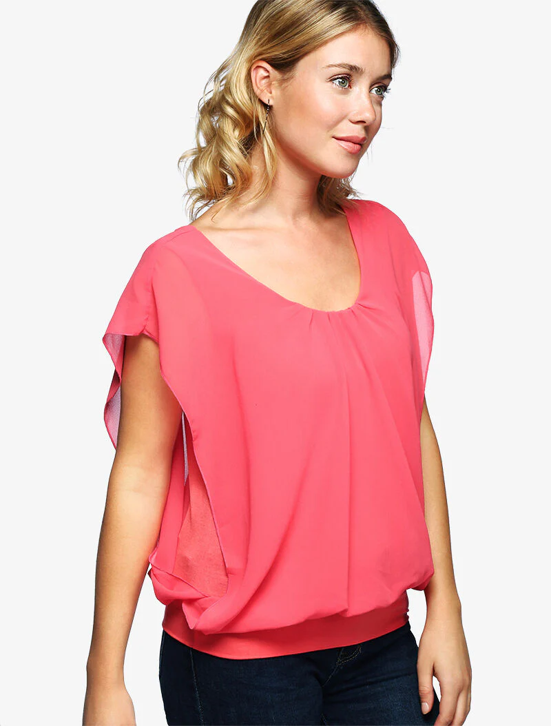 Top ample coupe boule - corail - Image 5