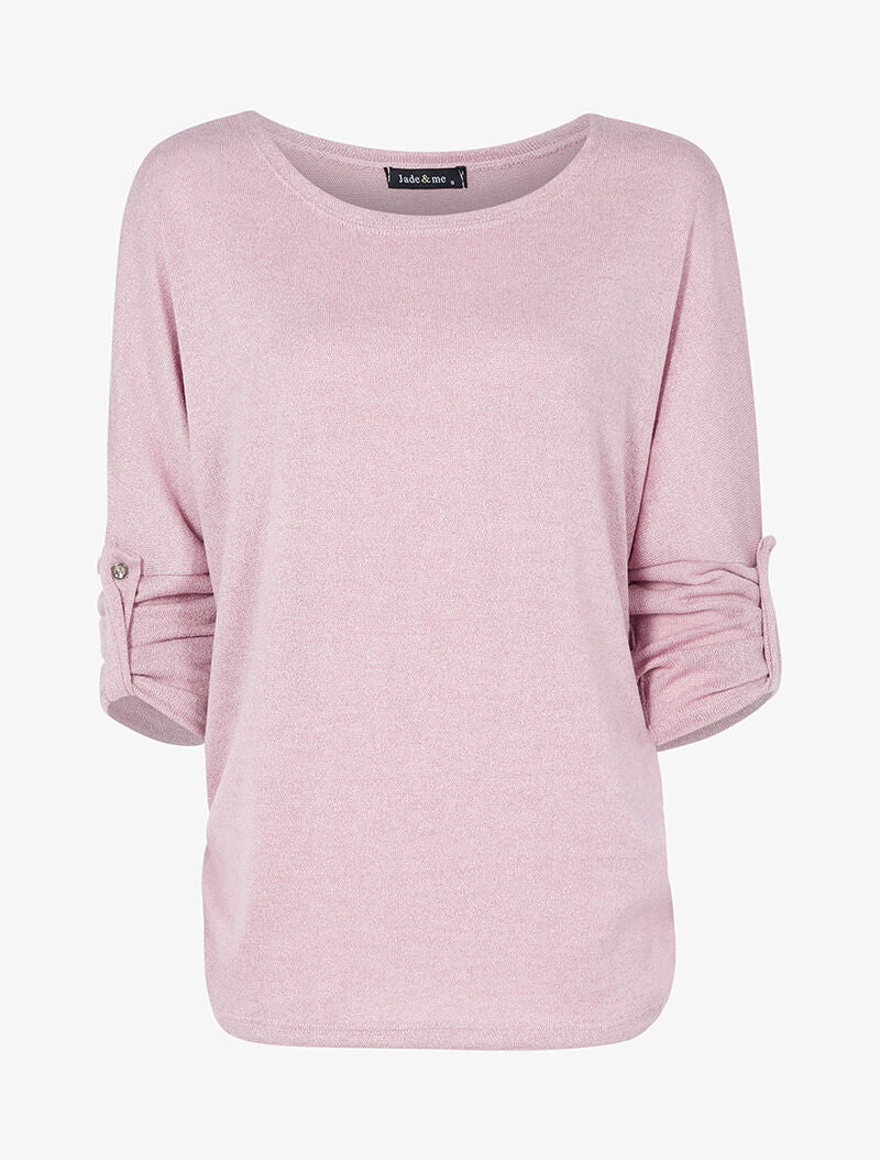 Top ample coupe droite pailleté - rose