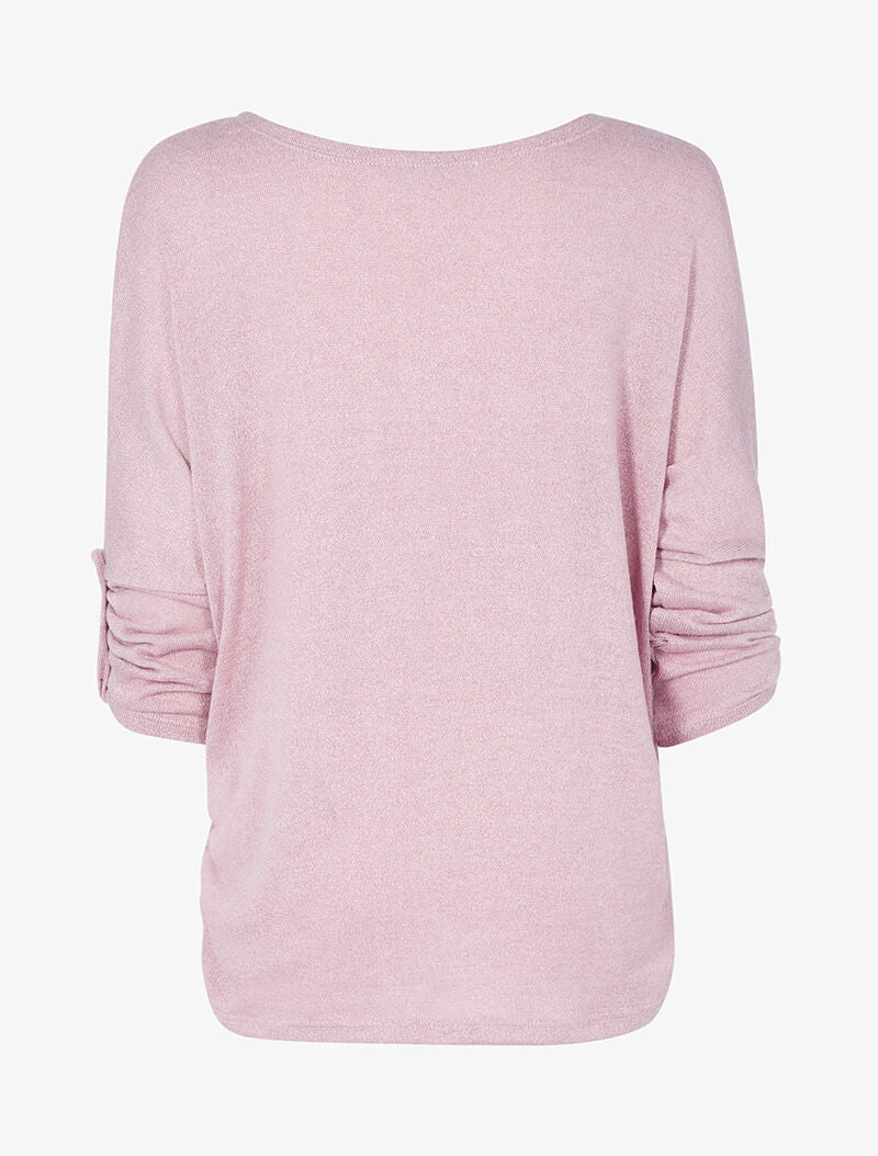 Top ample coupe droite pailleté - rose - Image 2