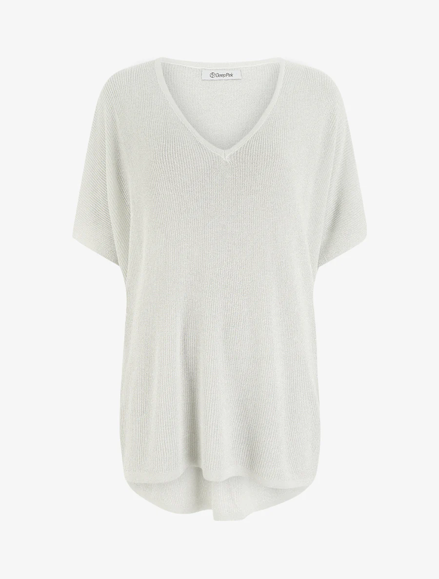 Top ample manches courtes chauve-souris - Blanc