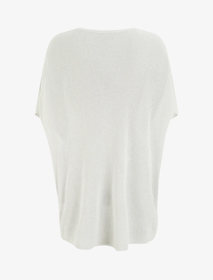 Top ample manches courtes chauve-souris - Blanc - Image 2