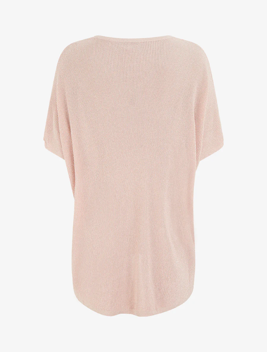 Top ample manches courtes chauve-souris - Rose - Image 2