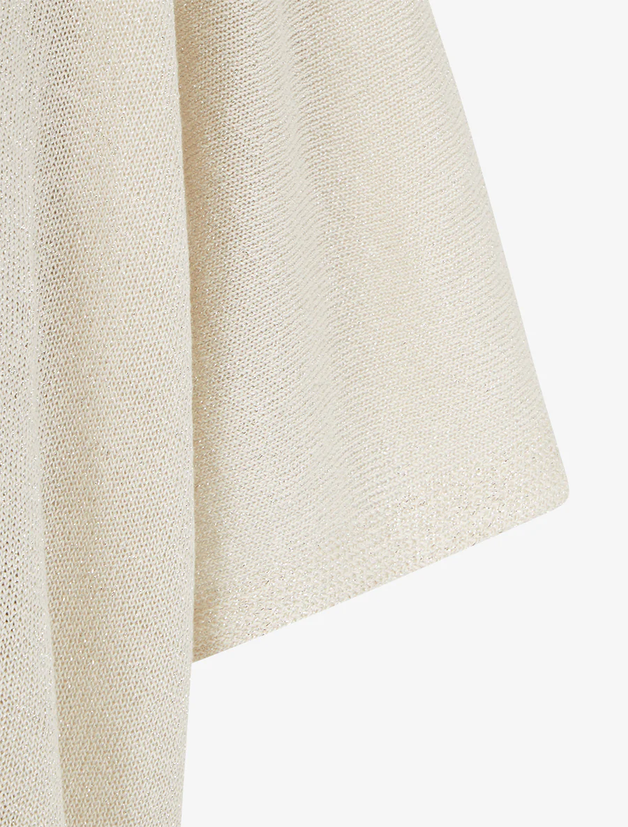 Top ample manches courtes en maille fine irisée - Beige - Image 3