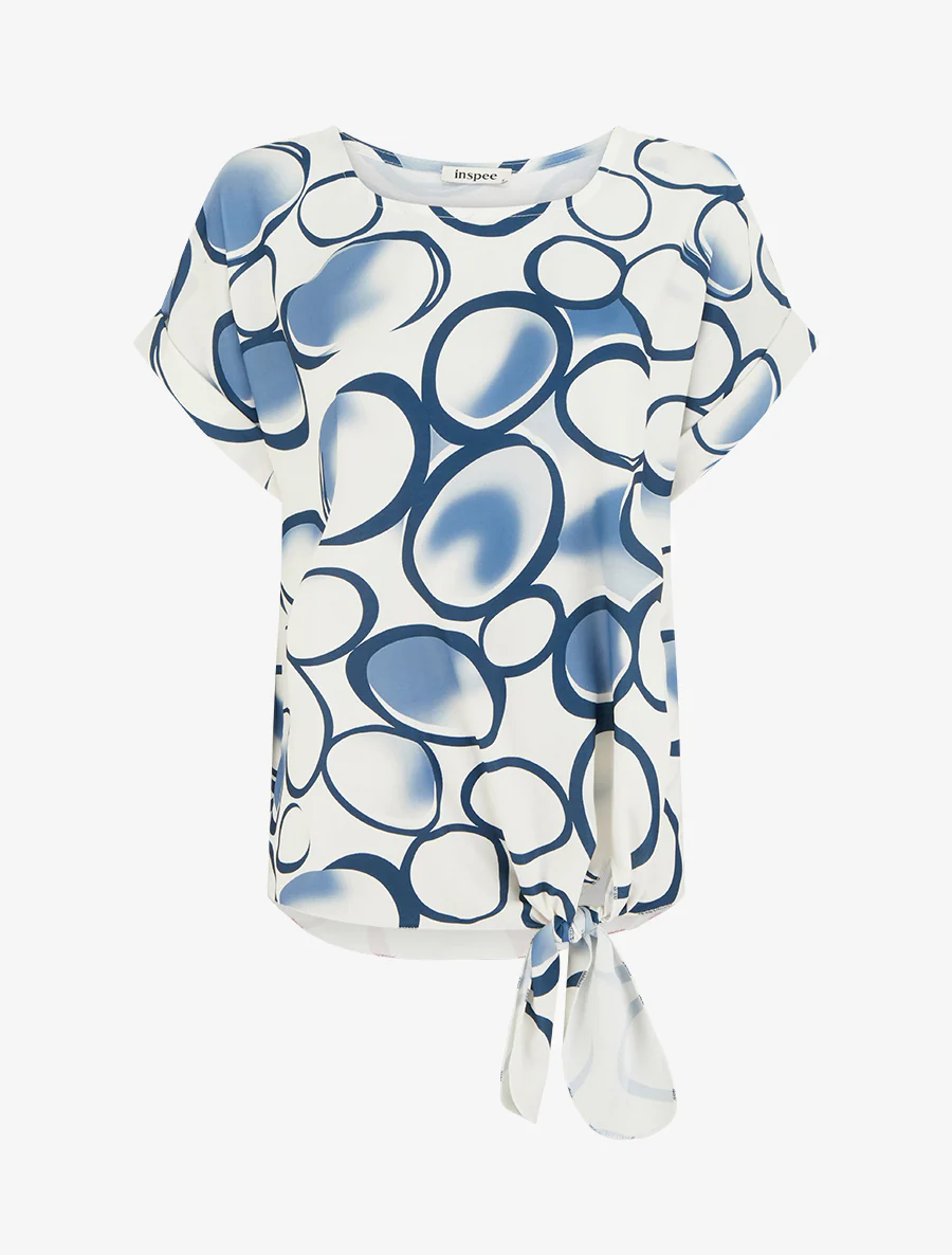 Top ample manches courtes imprimé cercles - Marine