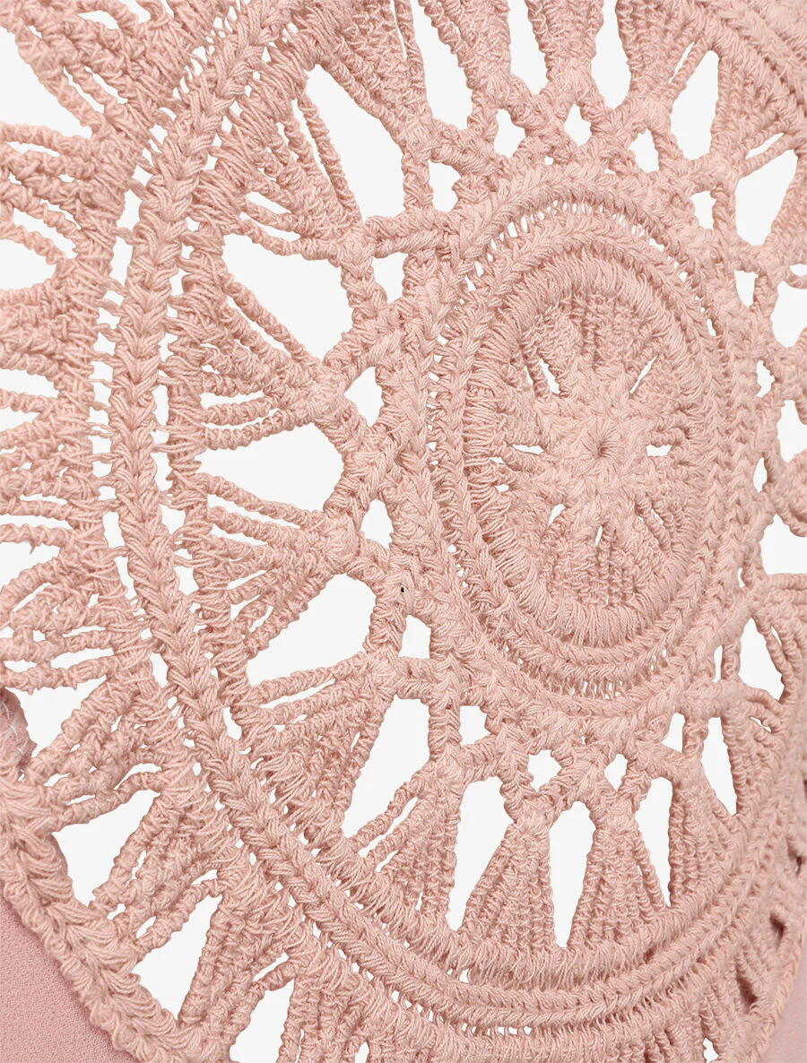 Top ample uni à dos en crochet - Rose poudré - Image 3