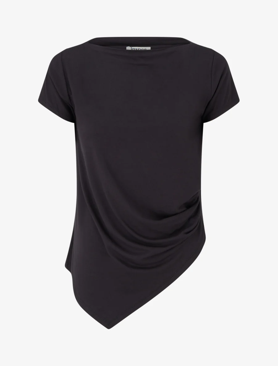 Top asymétrique à manches courtes - Noir