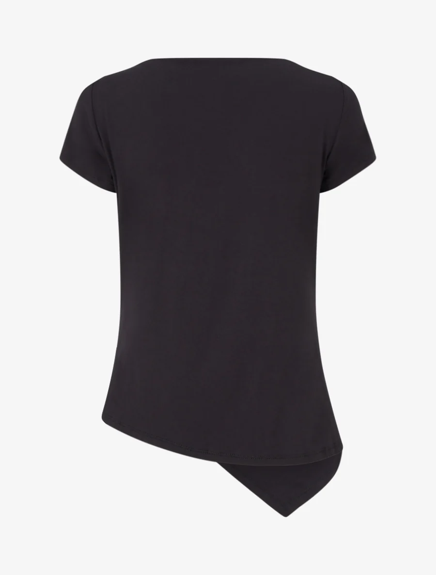 Top asymétrique à manches courtes - Noir - Image 2