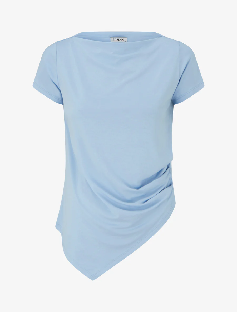 Top asymétrique à manches courtes - Bleu ciel