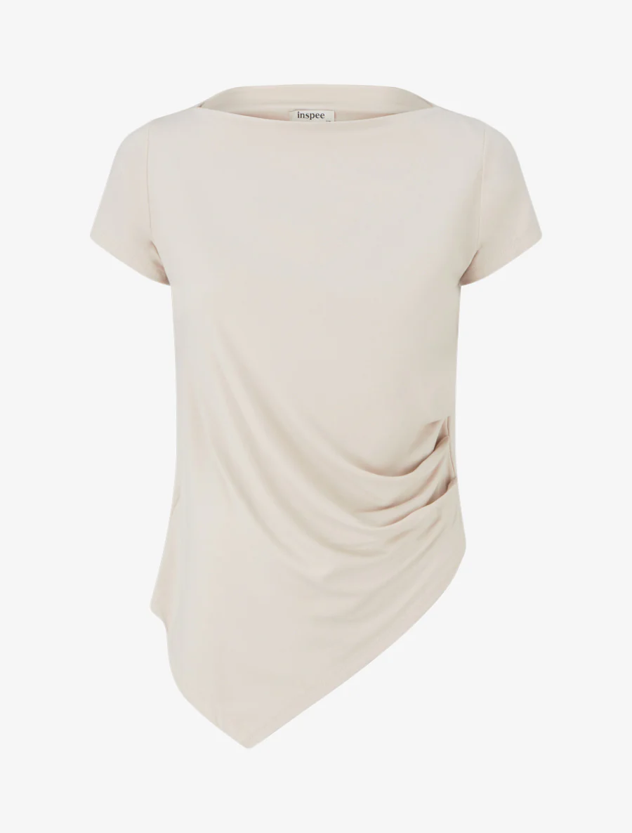 Top asymétrique à manches courtes - Beige