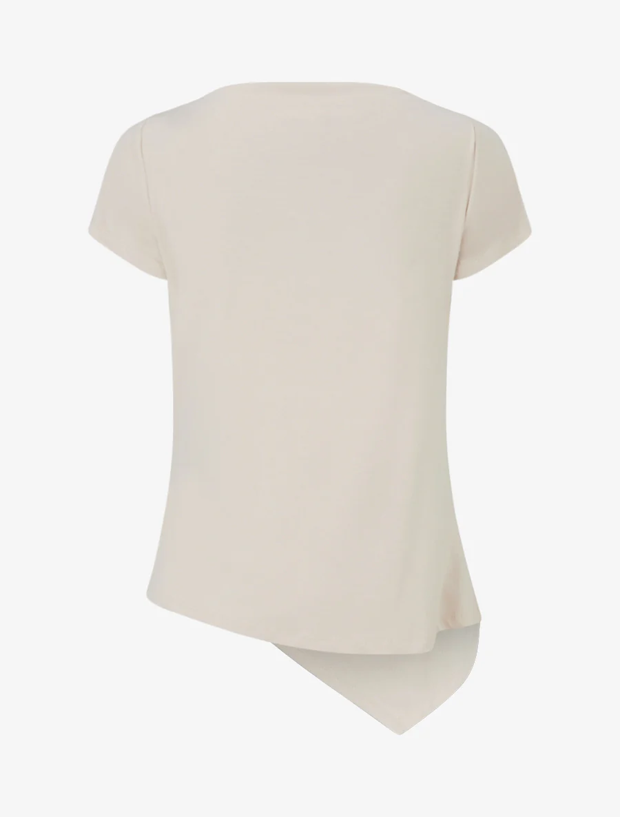 Top asymétrique à manches courtes - Beige - Image 2