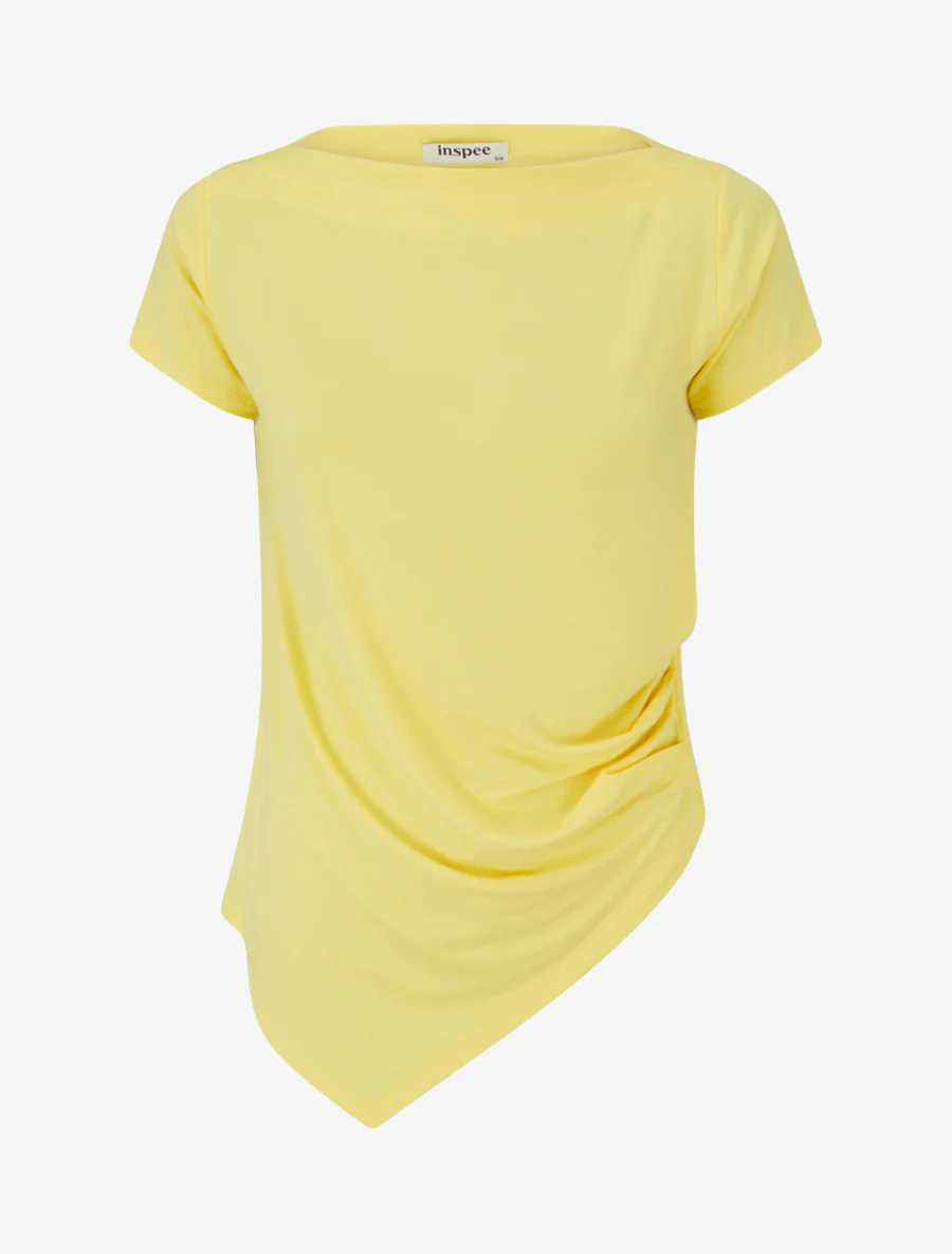 Top asymétrique à manches courtes - Jaune