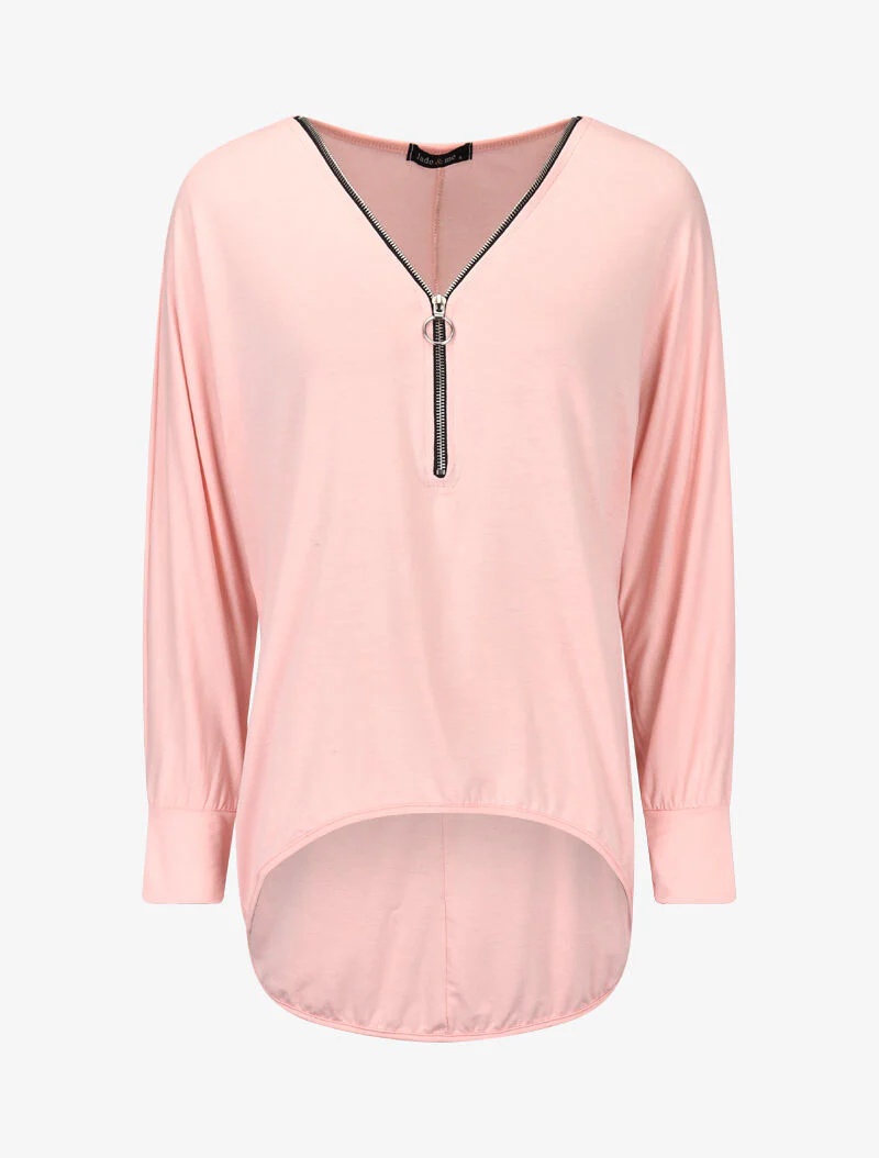 Top asymétrique à zip - rose - Image 2