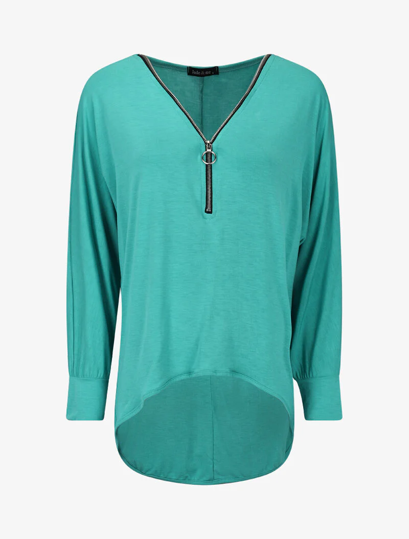 Top asymétrique à zip - vert menthe - Image 2