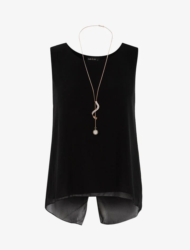 Top asymétrique en voile - noir