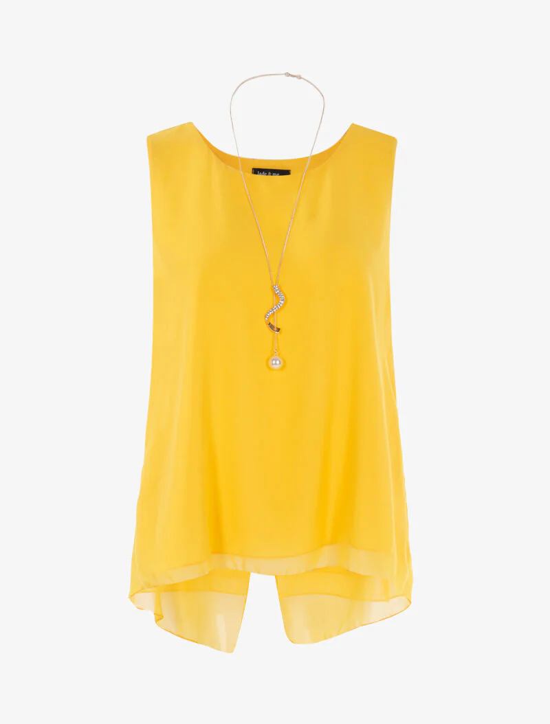 Top asymétrique en voile - jaune