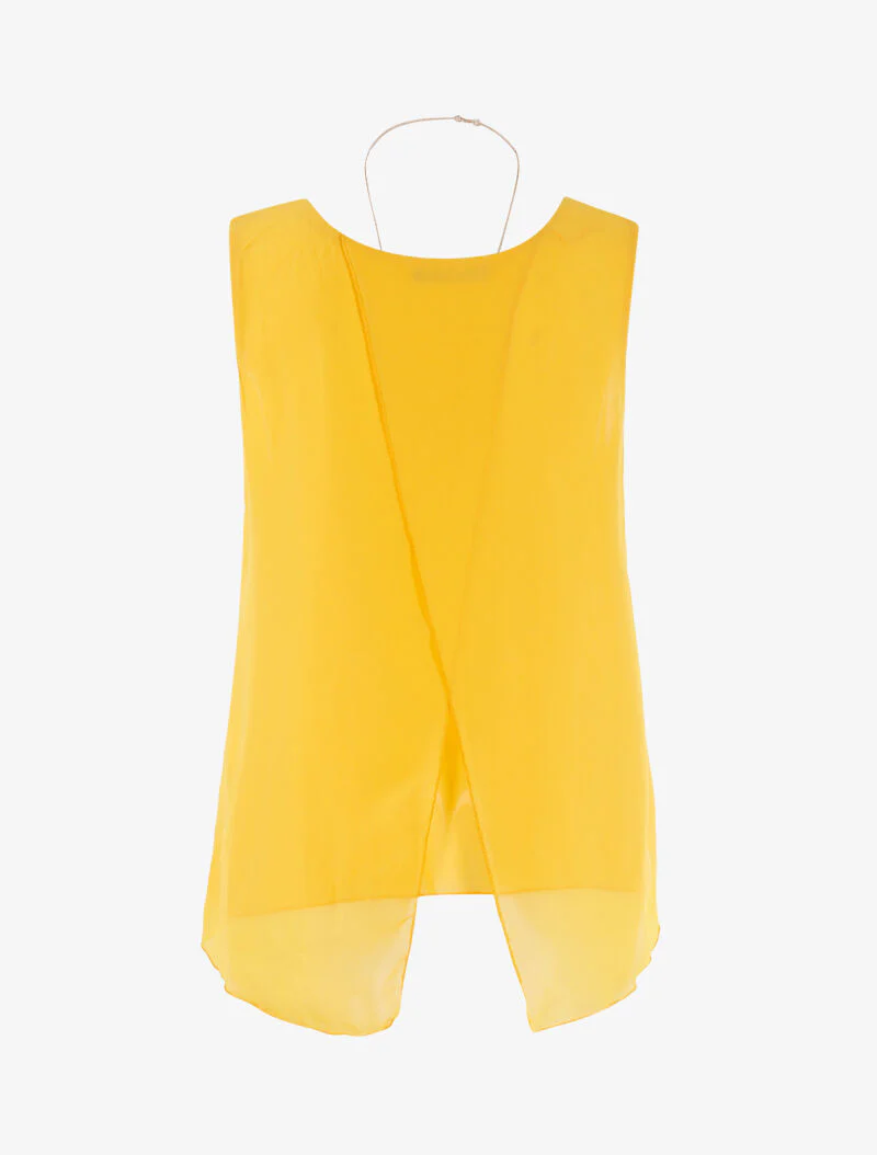 Top asymétrique en voile - jaune - Image 2