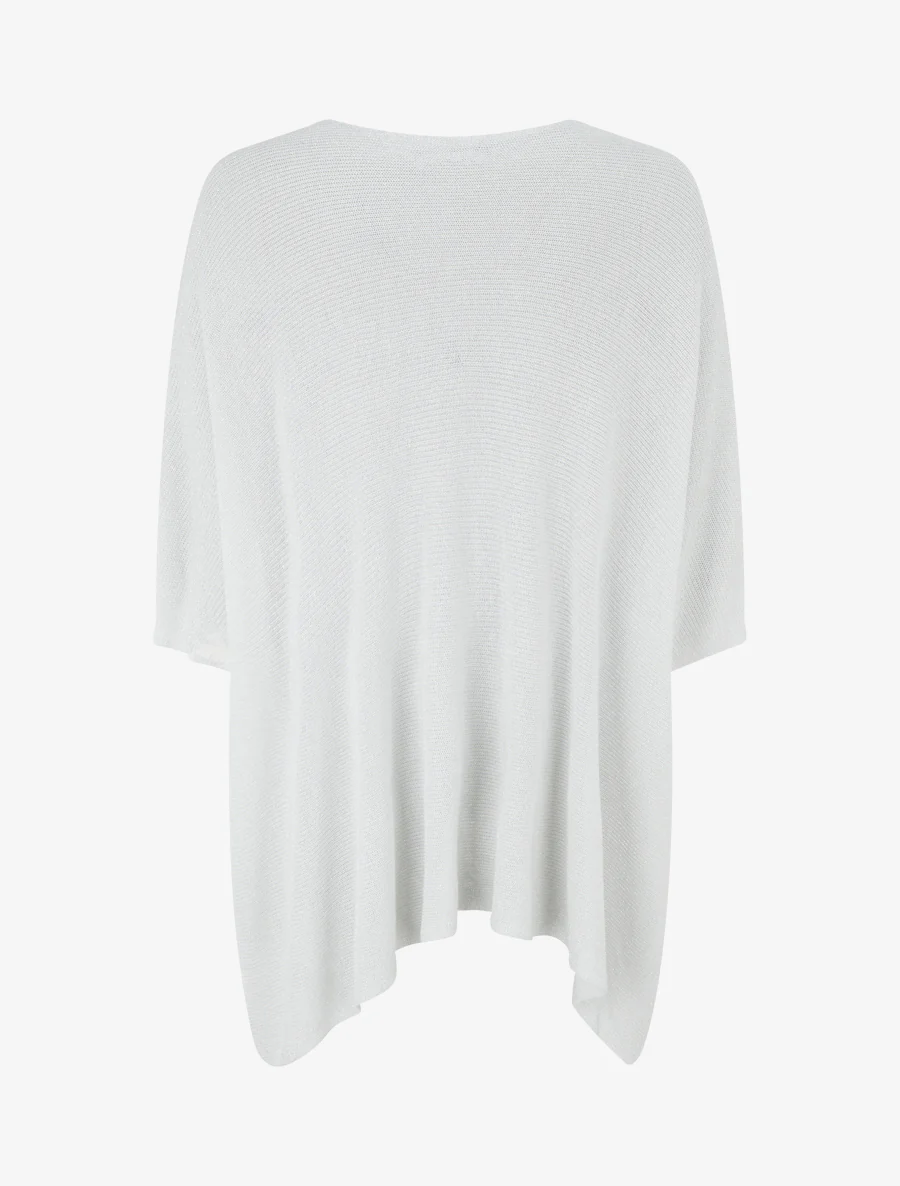 Top asymétrique manches courtes en maille fine irisée - Blanc - Image 2