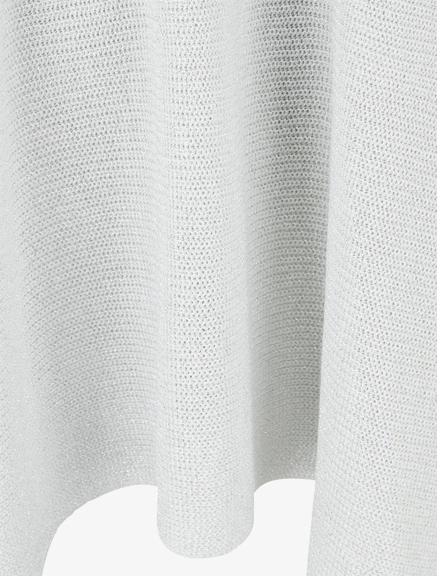 Top asymétrique manches courtes en maille fine irisée - Blanc - Image 3