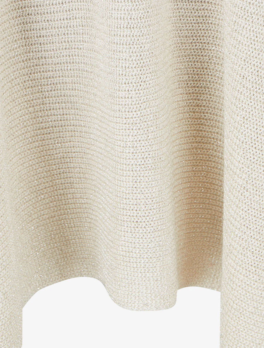 Top asymétrique manches courtes en maille fine irisée - Beige - Image 3