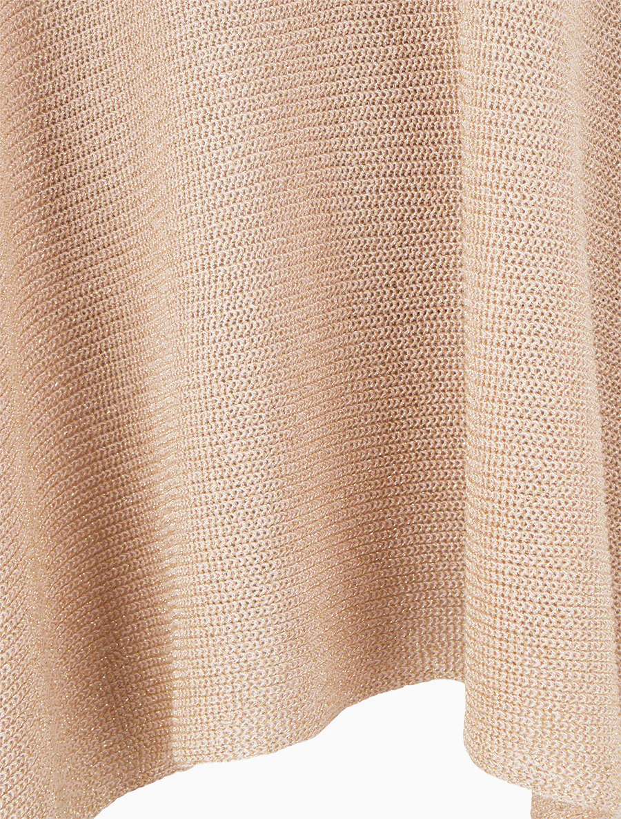 Top asymétrique manches courtes en maille fine irisée - Beige rosé - Image 3