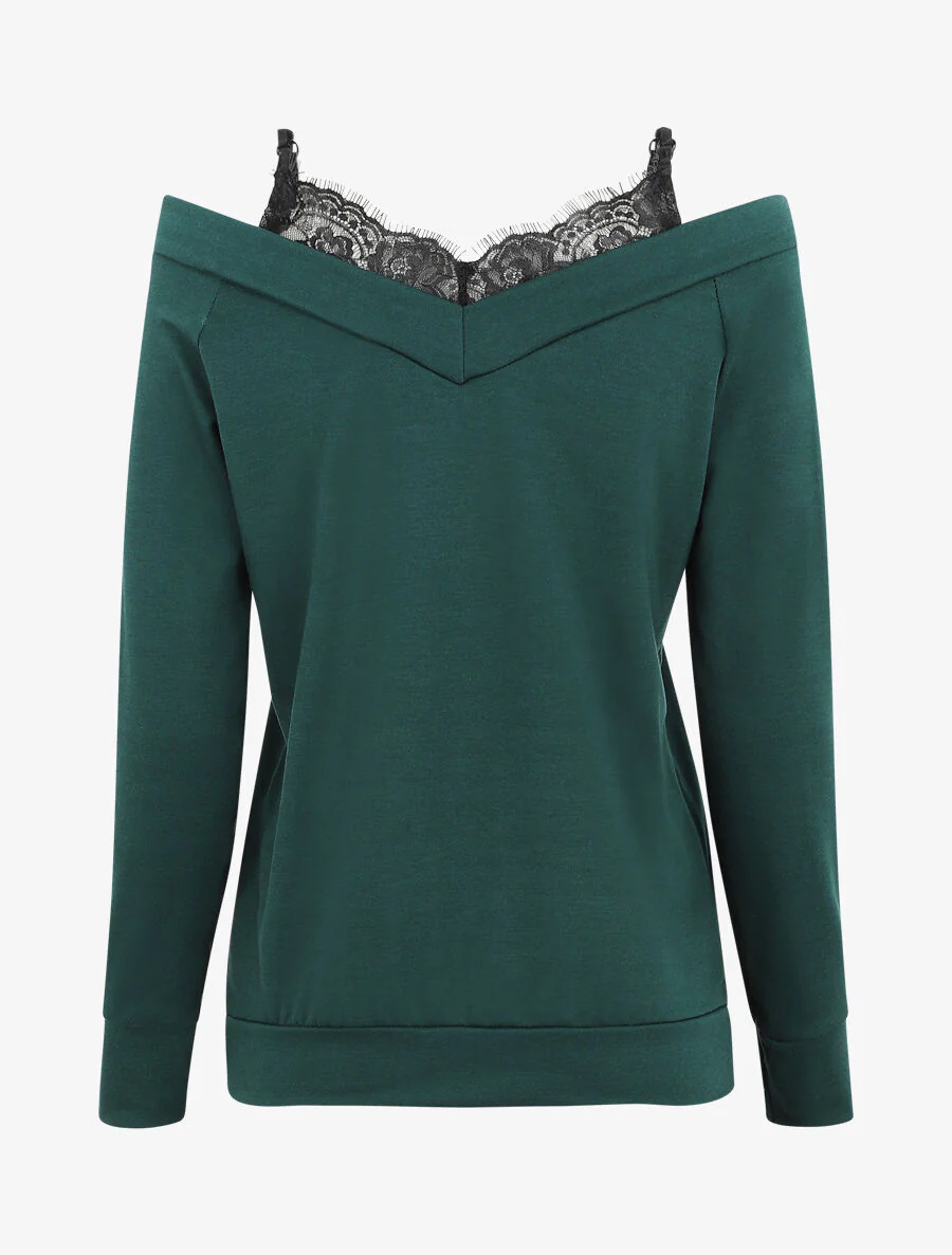 Top bardot trompe l'oeil - Vert sapin - Image 2