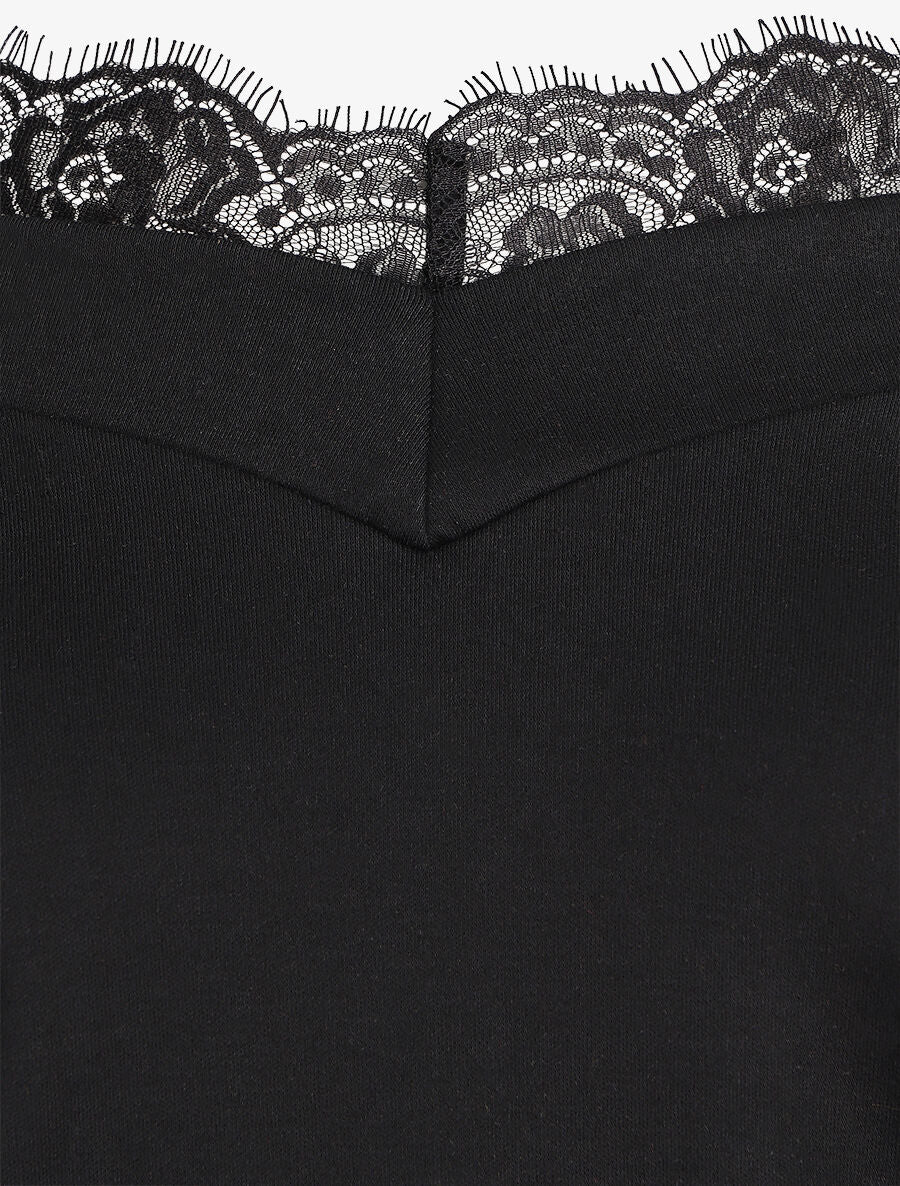 Top bardot trompe l'oeil - Noir - Image 3
