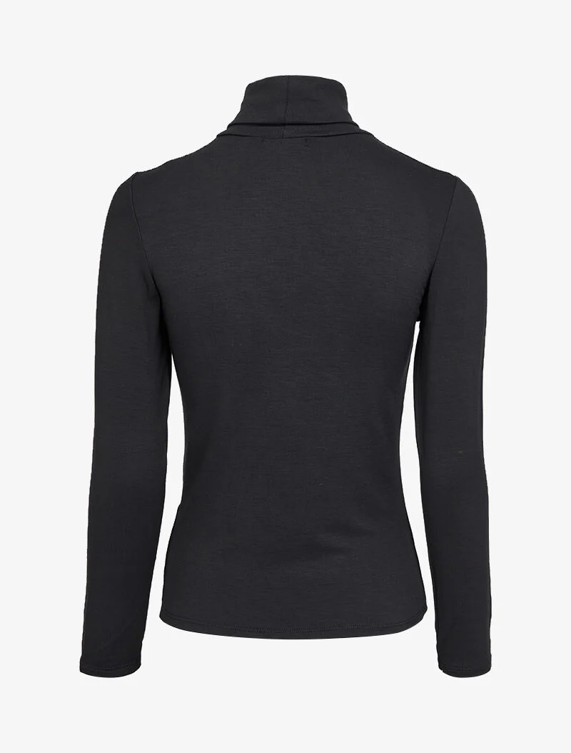 Top basique à col roulé stretch - Noir - Image 2