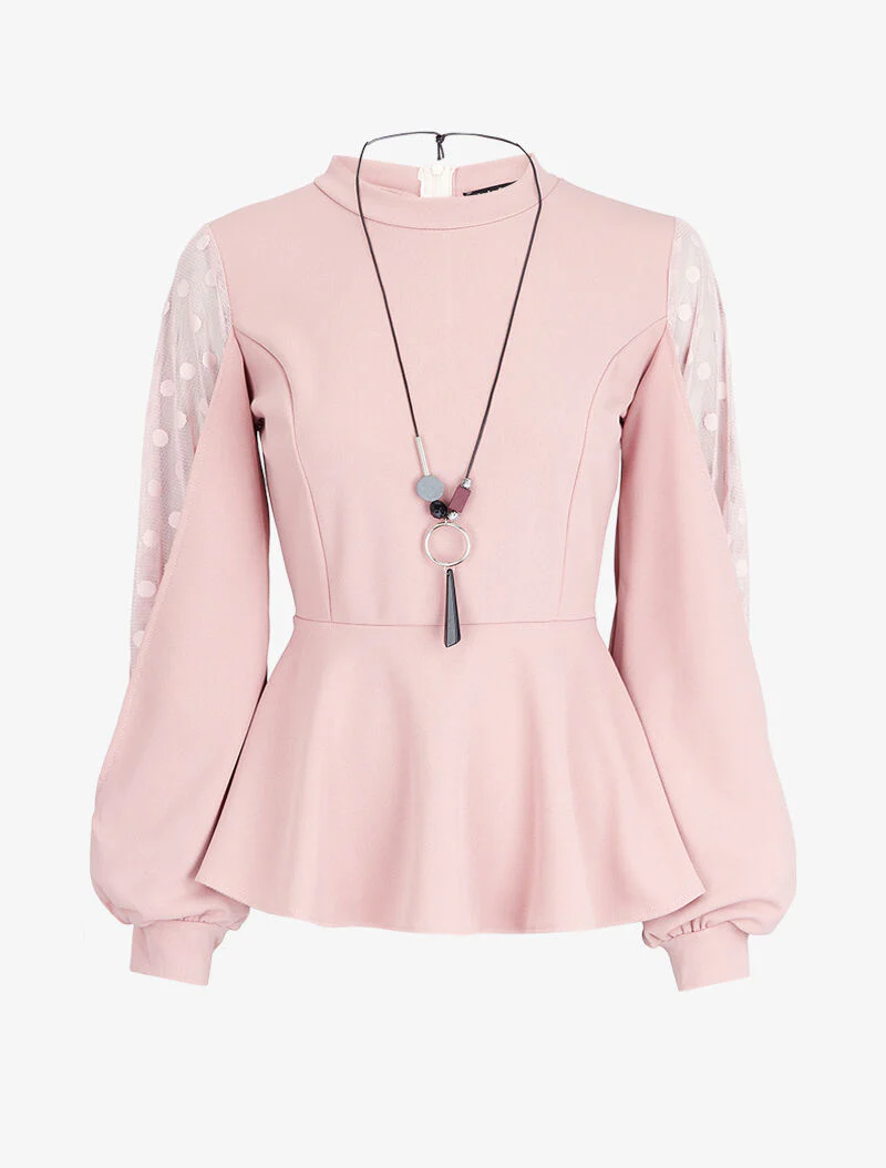Top bi matière volanté - Rose