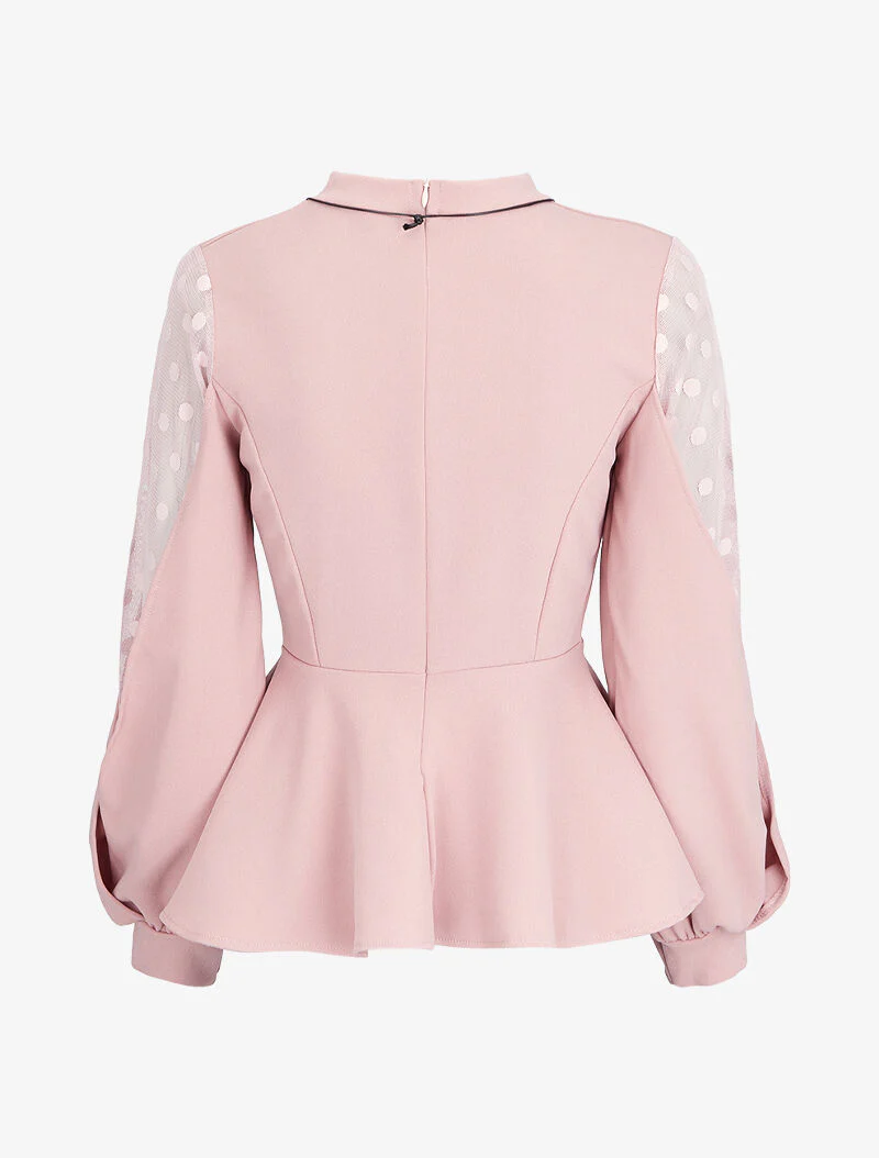 Top bi matière volanté - Rose - Image 2