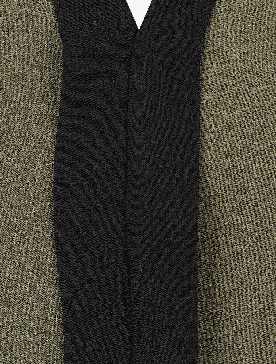 Top bicolore en voile - Kaki - Image 3