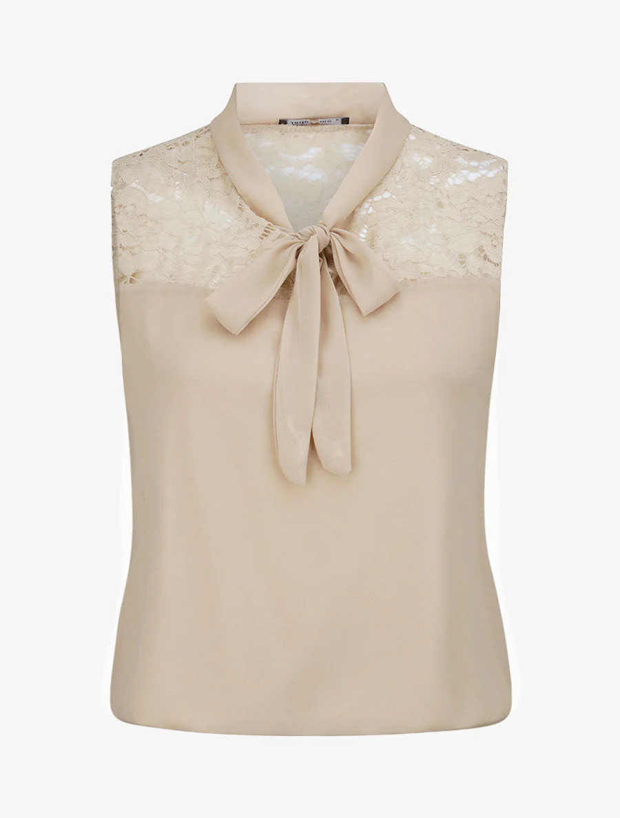 Top boule à col stylisé - Beige