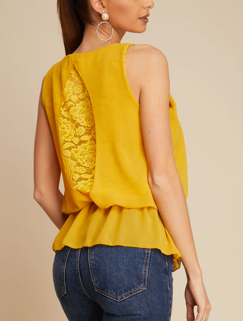 Top boule à dos en crochet - jaune - Image 2