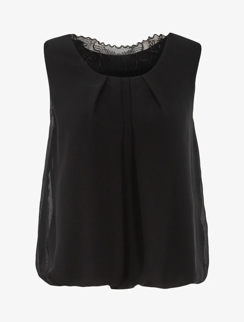 Top boule à dos en tulle - noir