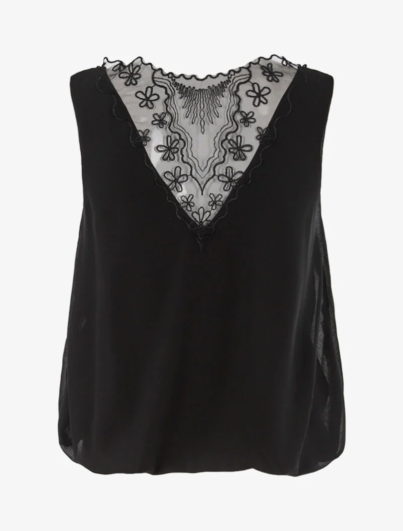 Top boule à dos en tulle - noir - Image 2