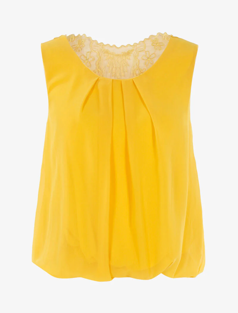 Top boule à dos en tulle - jaune