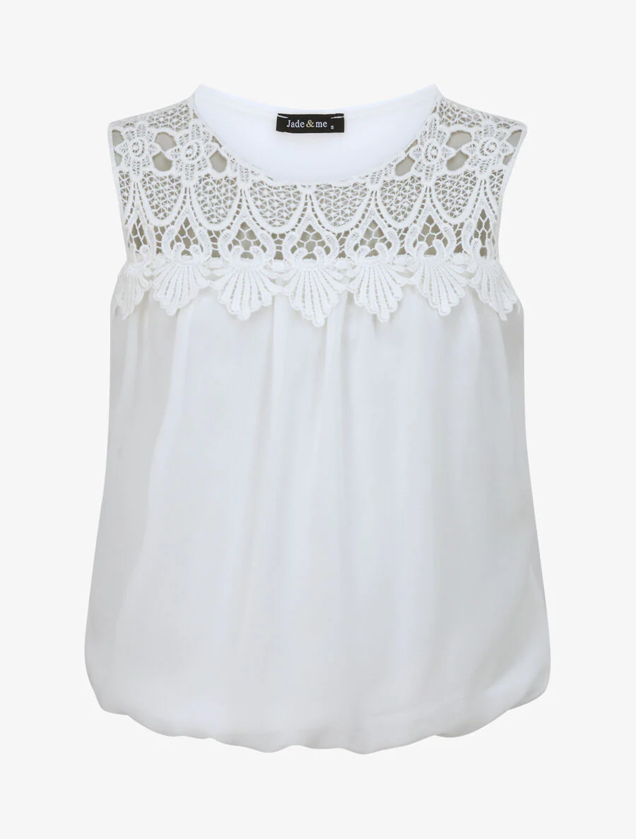Top boule à empiècement crochet - Blanc