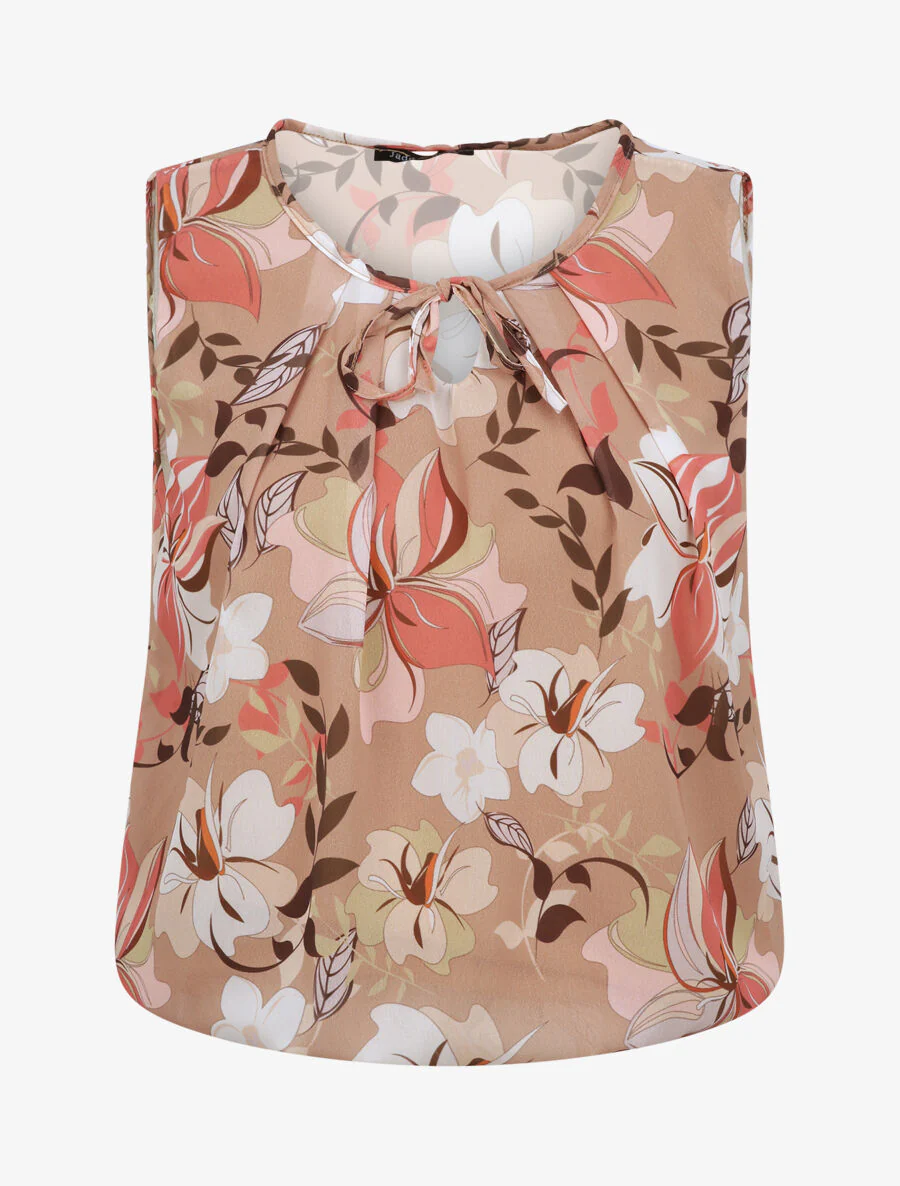 Top boule à imprimé fleurs diverses - Camel