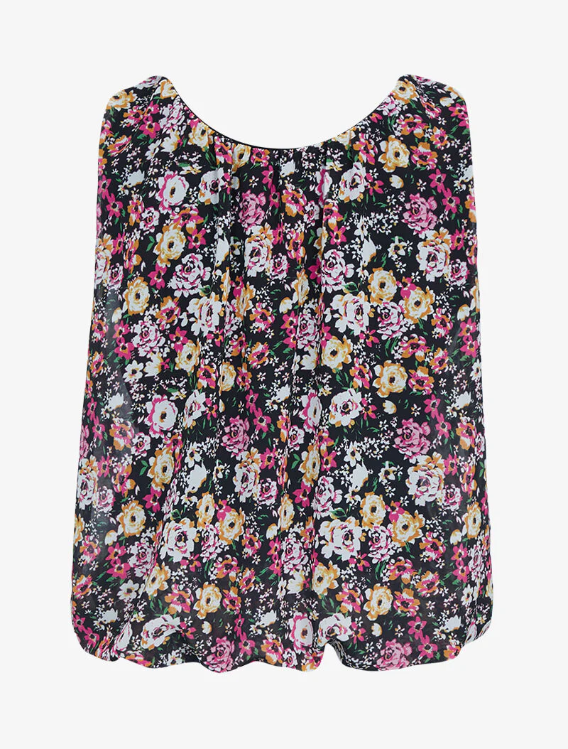 Top boule à imprimé floral - fushia - Image 2