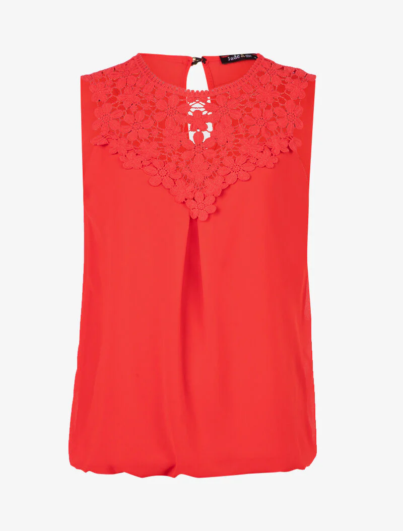 Top boule à plastron en crochet - Rouge