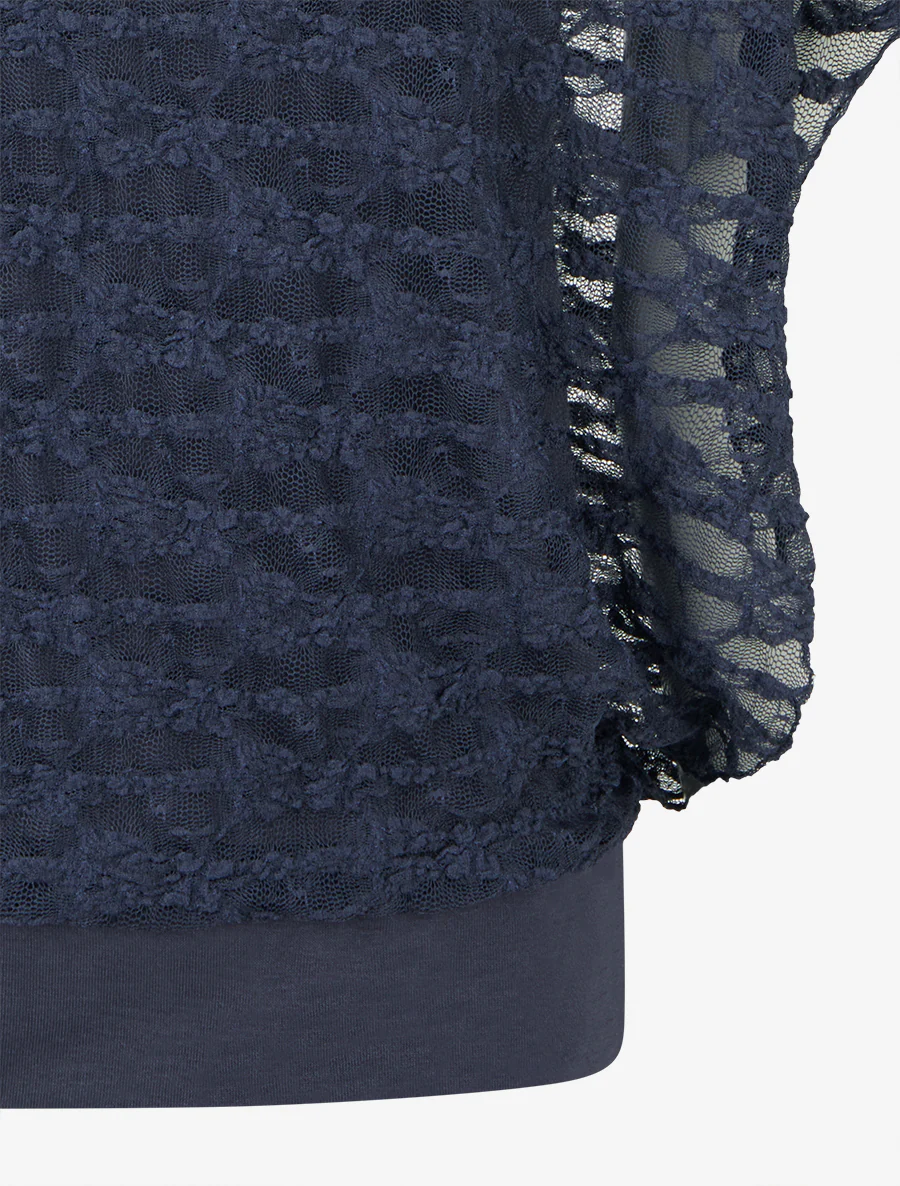 Top boule en dentelle - Marine - Image 3