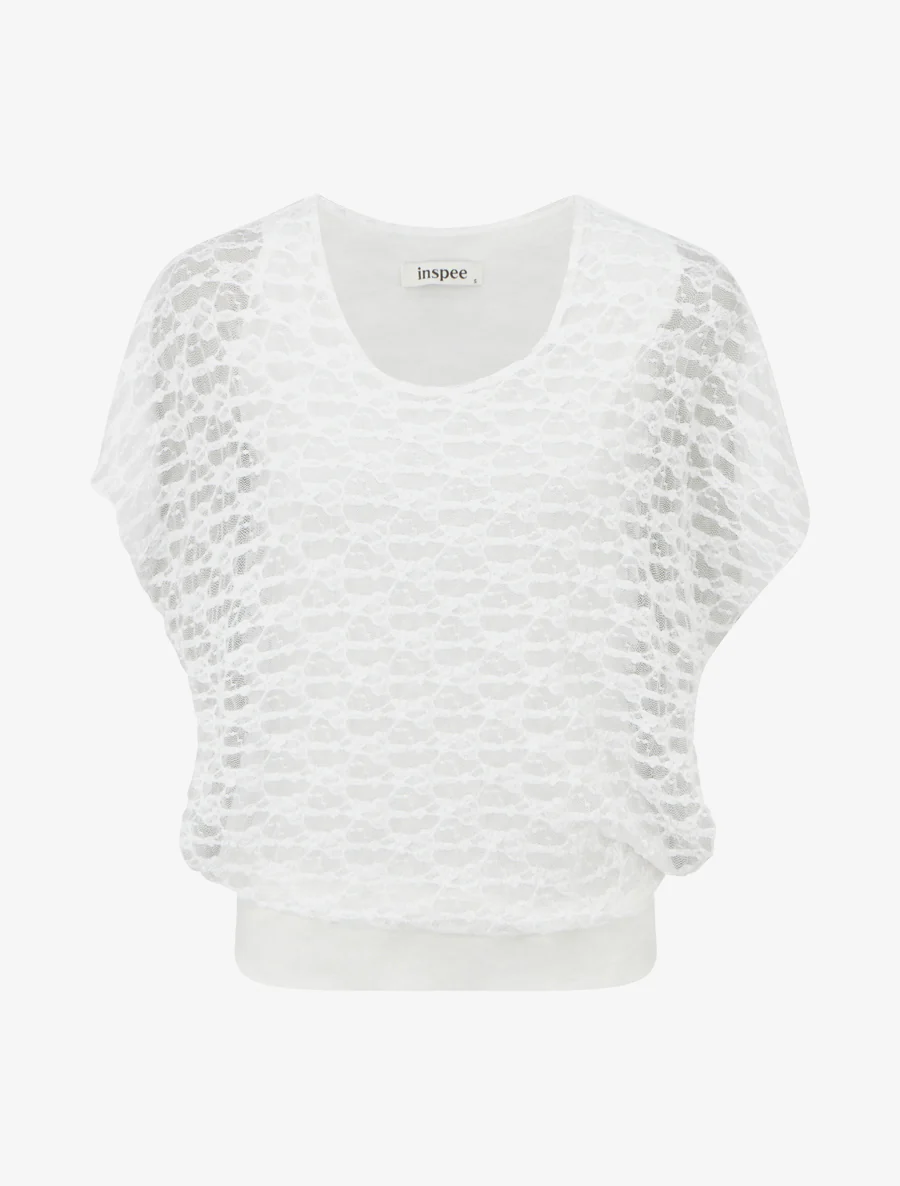 Top boule en dentelle - Blanc