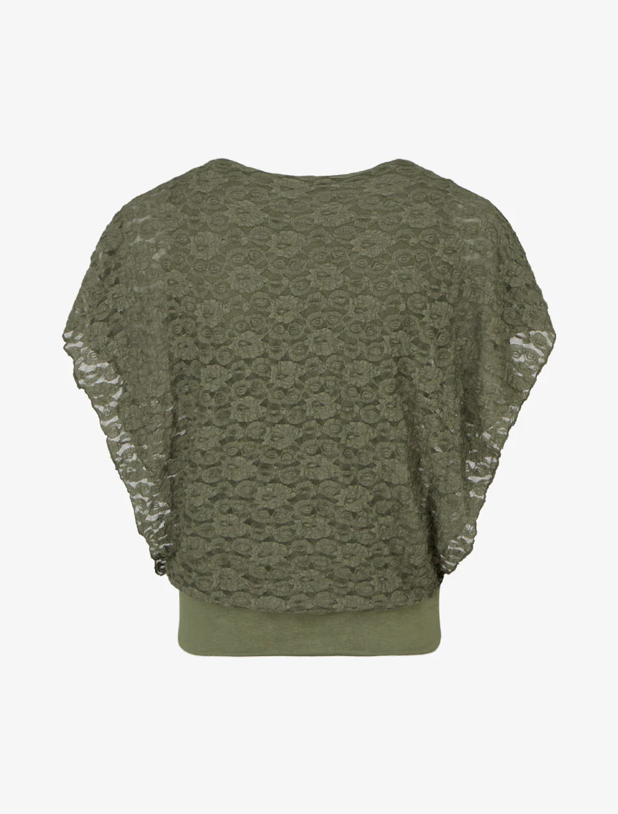 Top boule en dentelle - Kaki - Image 2