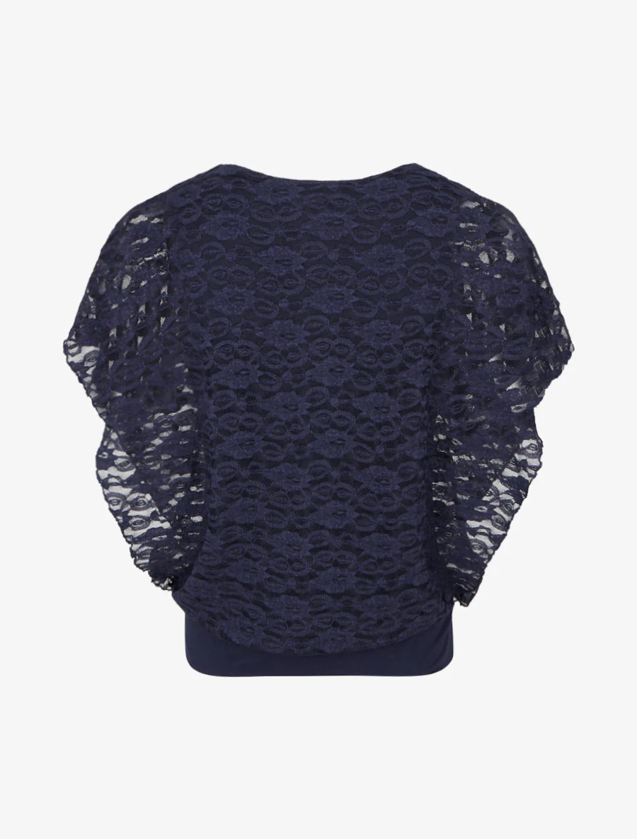 Top boule en dentelle - Marine - Image 2