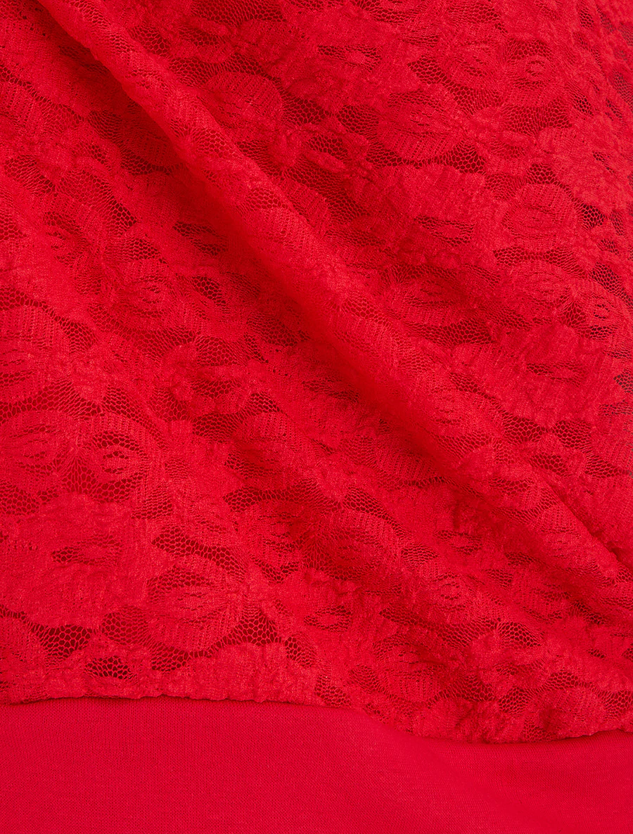 Top boule en dentelle - Rouge - Image 3