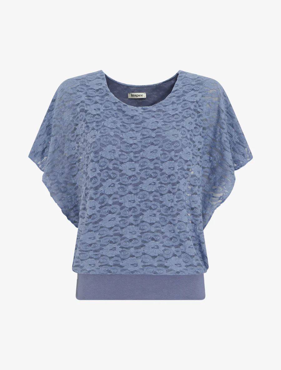 Top boule en dentelle - Bleu