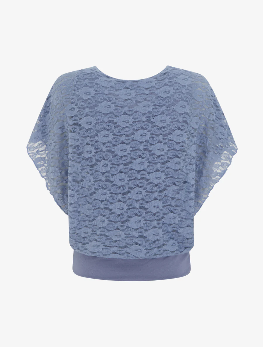 Top boule en dentelle - Bleu - Image 2